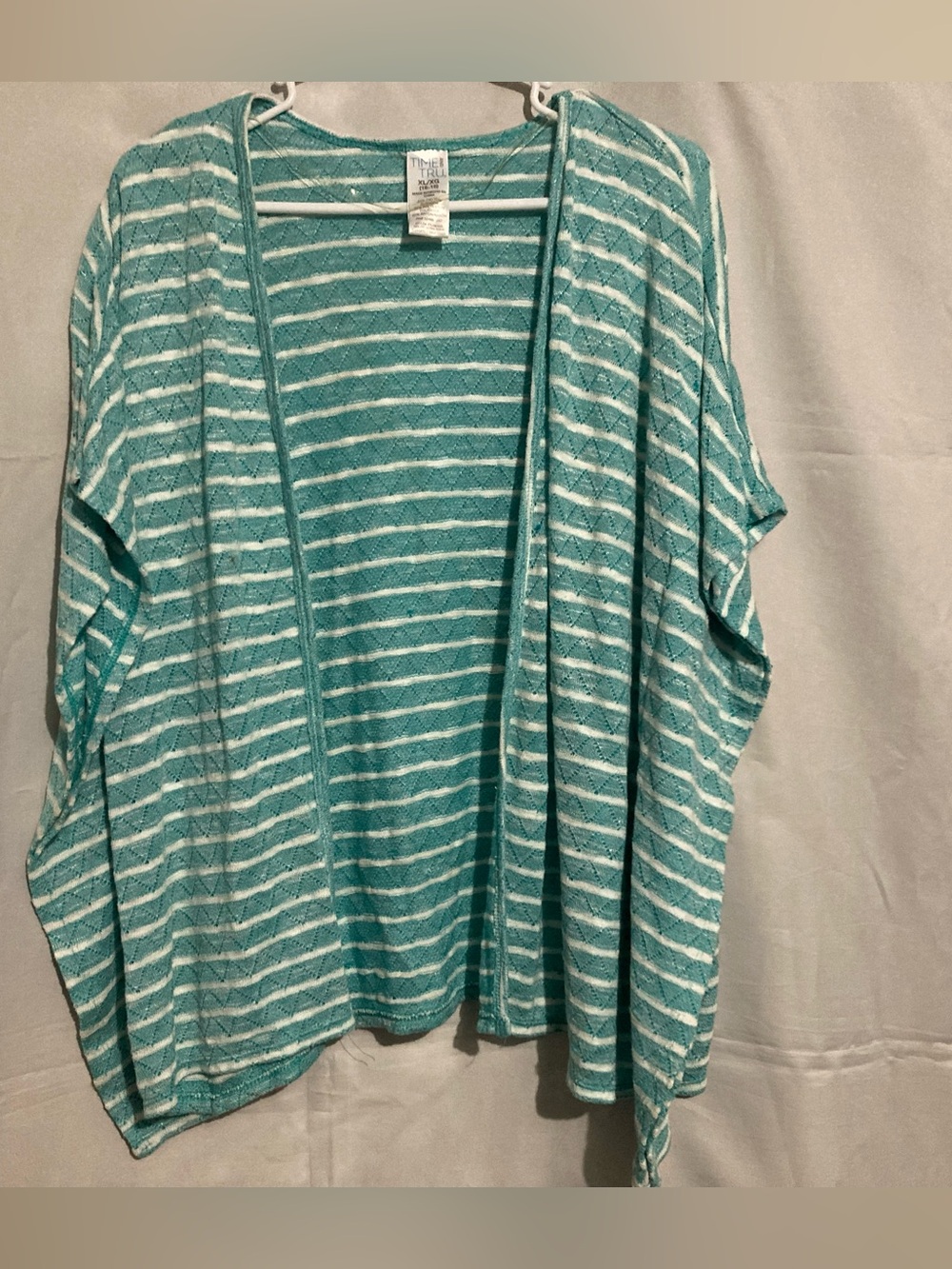 🖤4/$10 Time and Tru Teal & White Striped Open-Front Cardigan